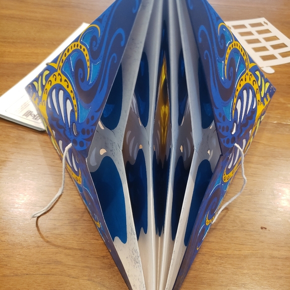 Hanging Paper Star Lantern - blue & yellow - Picture 10 of 11